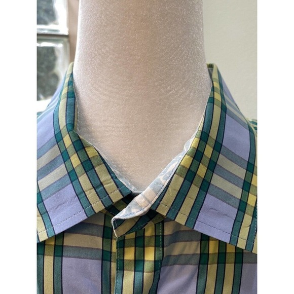 Tommy Bahamas Mens L Cubanita Starlight Green/blue Checkered Button Down Shirt - Picture 3 of 14